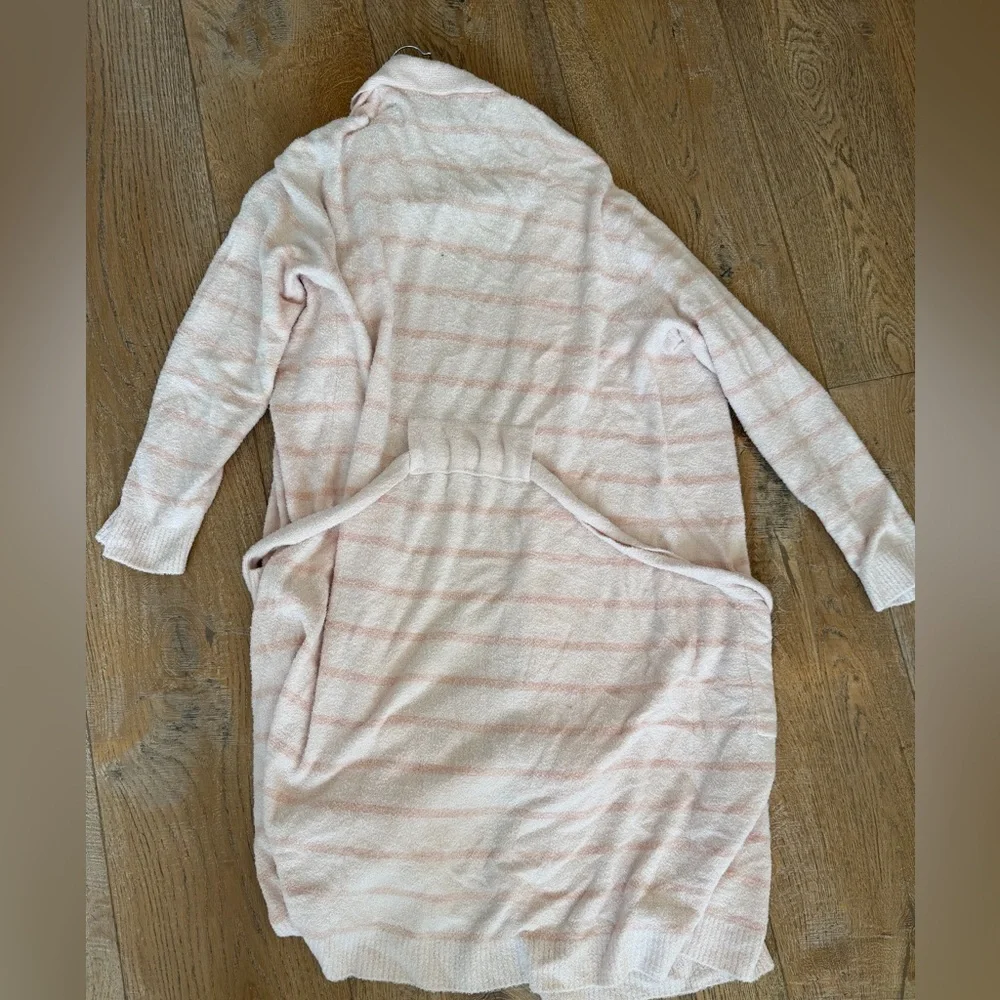 Barefoot Dreams CozyChic Lite Cardigan in Soft Pink worn 1x - Picture 5 of 5